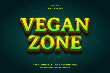 Vegan zone editable text effect template. Suitable for ecofriendly posters, social media graphics, website banners, and promotional materials.