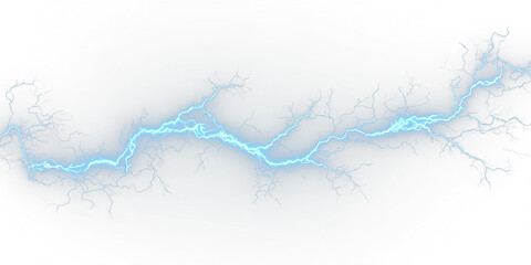 Realistic thunderstorm lightning strikes the sky with dynamic electric arcs. Sparks and glow...