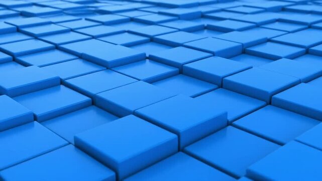 Dynamic blue cube grid shifting subtly offers modern backdrop for tech and innovation
