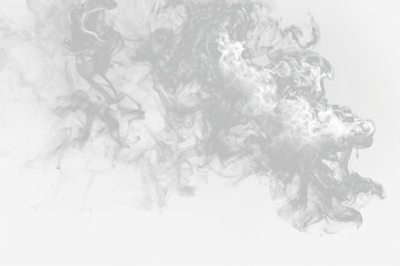 Wisps of dark smoke twist in abstract, flowing patterns. Ideal for spooky, horror, or suspense visuals. Transparent background allows versatile use. PNG