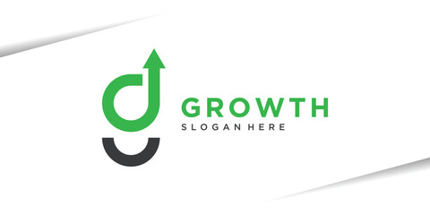 Growth logo design, abstract arrow shape in letter g