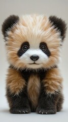 Obraz premium Cute and fluffy panda plush toy for kids.