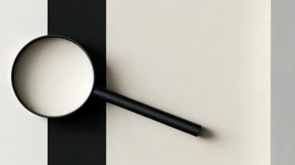 Close up of a magnifying glass on black and white striped background concept of search - Powered by Adobe