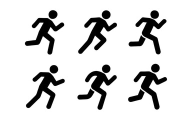 Naklejka premium Dynamic running silhouettes in motion for fitness or sports designs