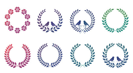 Collection of Decorative Laurel Wreaths and Floral Designs.