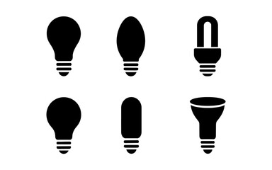 Set of light bulb silhouettes: classic, modern, and compact designs