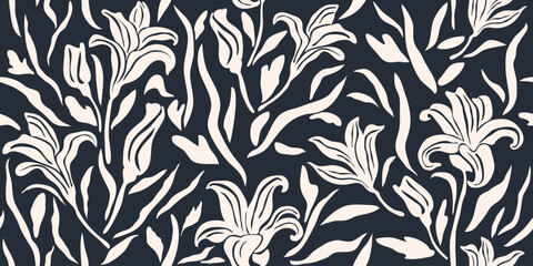 Vector Hand drawn colourful flowers, seamless patterns with floral, botanical for fabric, textiles, clothing, wrapping paper, backdrop, banner, illustration, abstract backgrounds.
