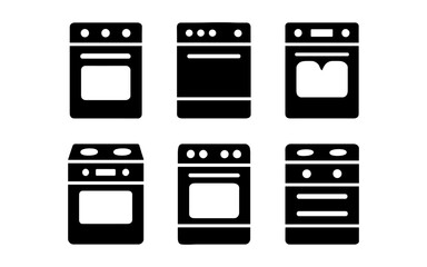 Set of kitchen stove silhouettes in minimalist design for appliance illustration