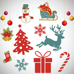 Christmas Vector Bundle | Festive Holiday Clipart, Santa, Snowflakes, Ornaments & Typography Elements