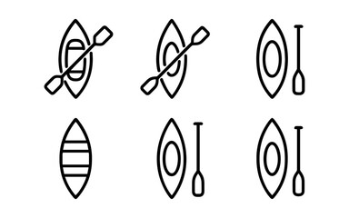 Minimalist canoe and paddle icons in black and white