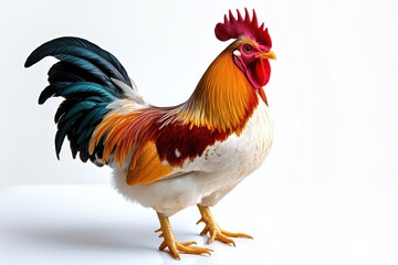 Fototapeta premium Colorful rooster stands proud highlighting farm life and poultry care techniques