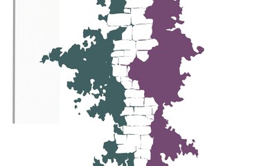 Abstract Split Brick Wall - Teal and Purple Texture