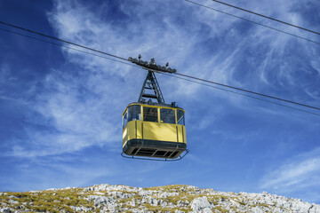 Yellow Suspended Gondola Cable Car