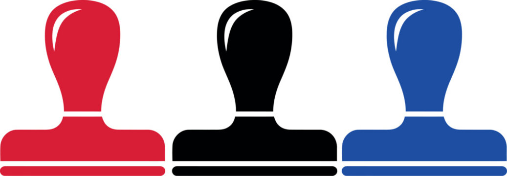 Colorful stamp icons isolated on white background, representing approval and validation in various business contexts