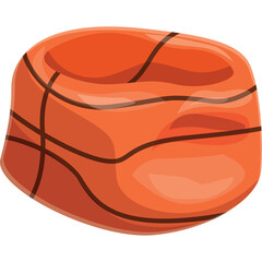 Close up of a textured orange basketball on a transparent background with black lines simulating the ball's seams and pattern