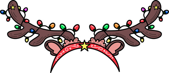 Christmas Reindeer Antlers with Christmas Lights Headband Cartoon © Maysa