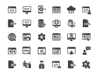 Set of Web Development Icons. Solid icon series