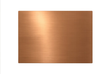 Brushed metallic copper plate with shiny texture