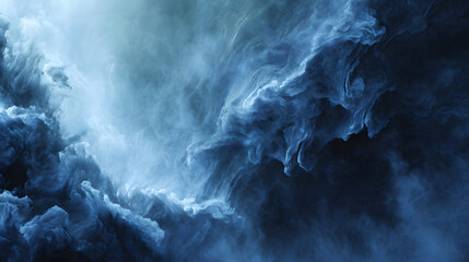 dark swirling energy forms dissolving into cold blue mist creating an emotional abstract expression of quiet sadness