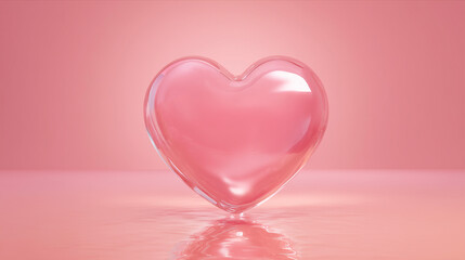 透明感のある立体ハートの幻想的なピンク背景（コスメ・美容・恋愛・バレンタイン）	