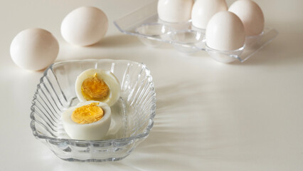 close-up of boiled eggs served on plate