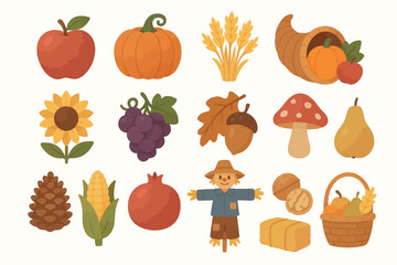 Autumn Harvest Pumpkin Apples and Sunflower Collection