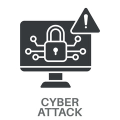 Cyber Attack Simple Style Glyph Design Vector 