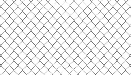 Metallic chain-link fence pattern on a white background, creating a repetitive diamond-shaped mesh effect
