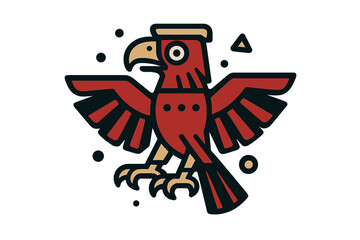 Majestic stylized eagle bird with wings spread in traditional tribal art design