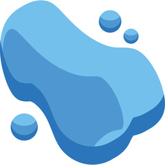 Abstract Blue Fluid Blob Shape With Small Bubbles Against A Transparent Background In A 3D Isometric Style