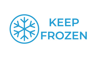 Blue and black “KEEP FROZEN” label designs with snowflake icons symbolizing cold storage, refrigeration, and frozen goods handling, ideal for packaging, logistics, or food safety purposes.