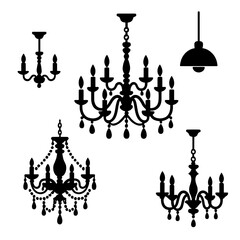 Elegant collection of vintage and contemporary ceiling light fixtures and ornate chandeliers
