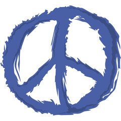 Abstract Blue Peace Symbol Brush Stroke Texture With White Background Icon Graphic Design