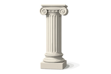 Detailed classical architectural element featuring a white marble Ionic column and capital on a square base © icon_art