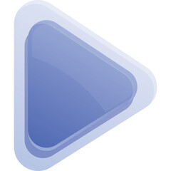 Abstract blue play button icon with soft glowing edges and layered effect on a white background isolated graphic element for media playback