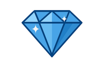 Sparkling blue diamond gemstone with bold outline and geometric facets
