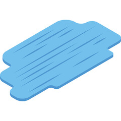 Abstract blue shape with diagonal lines on a transparent background rendered in isometric perspective