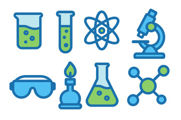 Essential laboratory equipment and scientific symbols for education and research