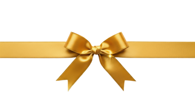 Elegant gold ribbon and bow on black background: luxury and celebration concept