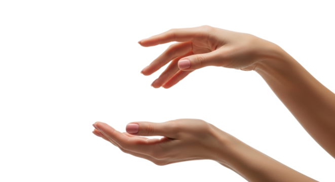 Elegant female hands gesturing gracefully on isolated background - Powered by Adobe