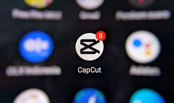 Close up of the CapCut application on the smartphone screen.