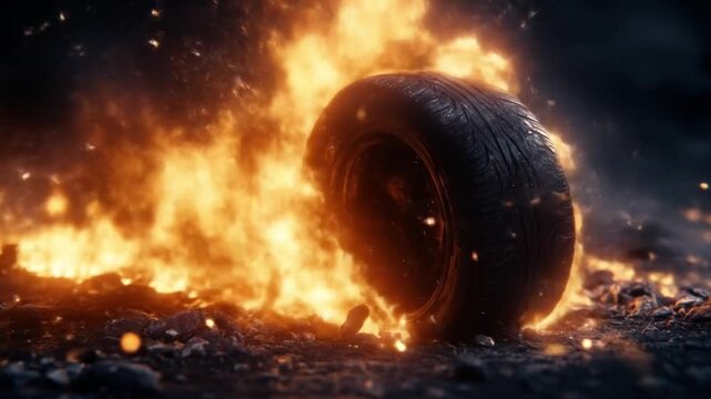 tire on fire