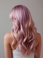 Fototapeta premium Hair model showing beautiful shiny light pink