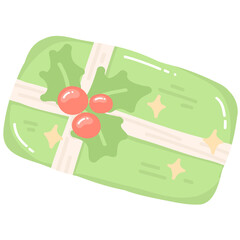 Green Christmas Gift Box Illustration