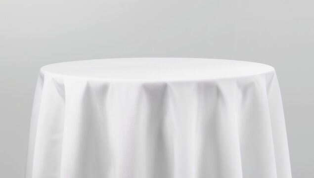 Serene Circle. An Elegant White Fabric Arrangement, Gently Illuminated.