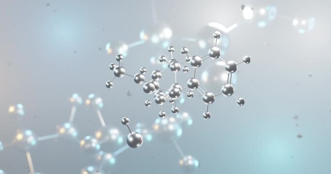 Methylphenidate Hydrochloride rotating 3d molecule, molecular structure of central nervous system stimulant seamless video
