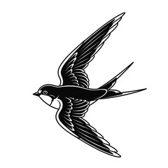 Flying Swallow Bird Illustration – Graceful Wildlife Vector Drawing
