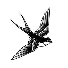 Flying Swallow Bird Illustration – Graceful Wildlife Vector Drawing
