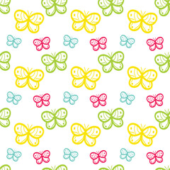 seamless pattern with colorful butterfly ornament
