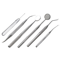 Professional dental examination instruments set for oral health checkups and procedures